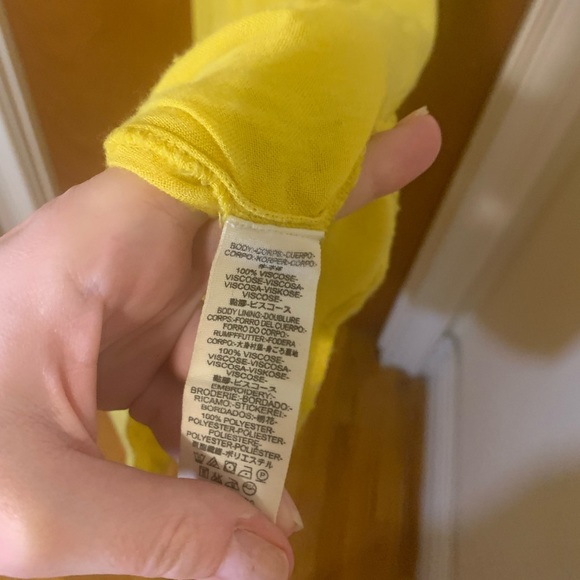 Free People Yellow & White Midi Dress Floral Embroidery - Size Med - Picture 3 of 13